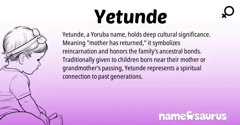 Infographic about Yetunde name meaning, Yetunde is a name from Yoruba origin(s).