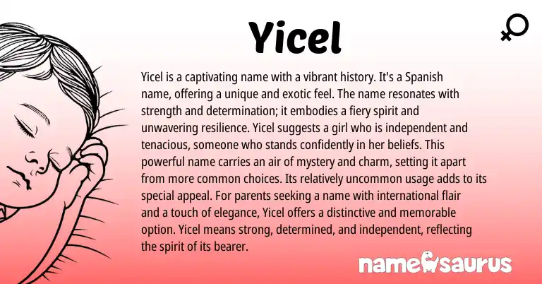 Infographic about Yicel name meaning, Yicel is a name from Spanish origin(s).