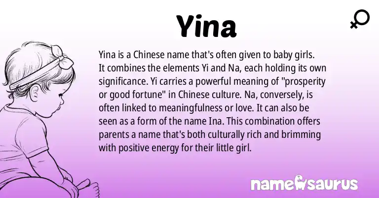 Infographic about Yina name meaning, Yina is a name from Chinese origin(s).