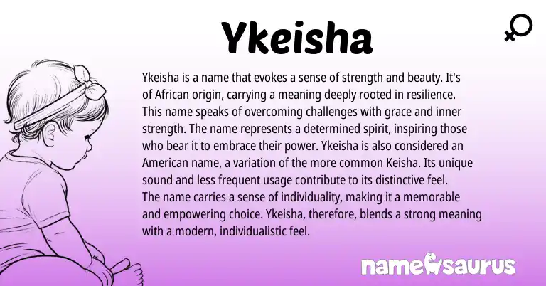 Infographic about Ykeisha name meaning, Ykeisha is a name from African origin(s).