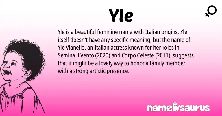 Infographic about Yle name meaning, Yle is a name from Italian origin(s).