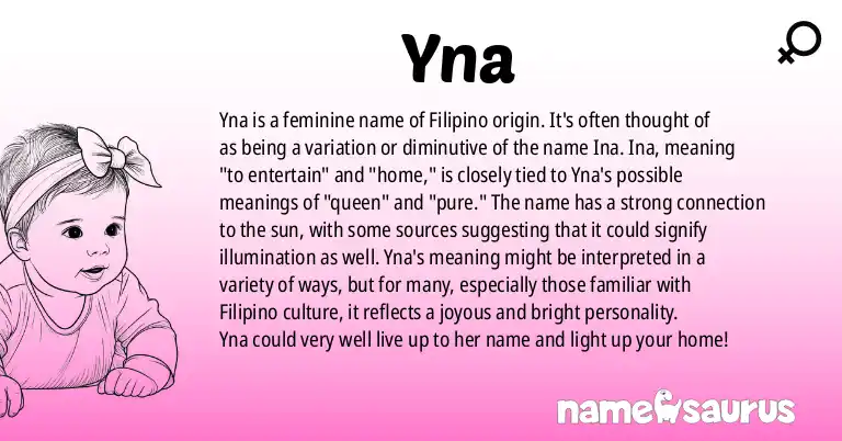 Infographic about Yna name meaning, Yna is a name from Filipino origin(s).