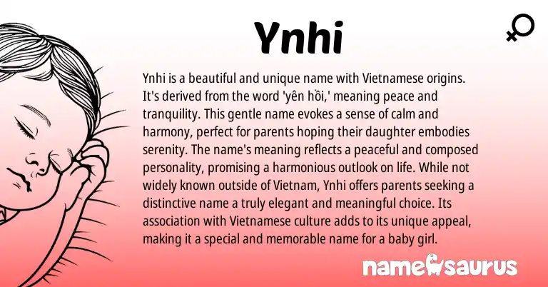 Infographic about Ynhi name meaning, Ynhi is a name from Vietnamese origin(s).