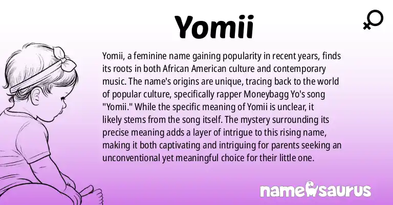 Infographic about Yomii name meaning, Yomii is a name from African American, Popular Culture origin(s).