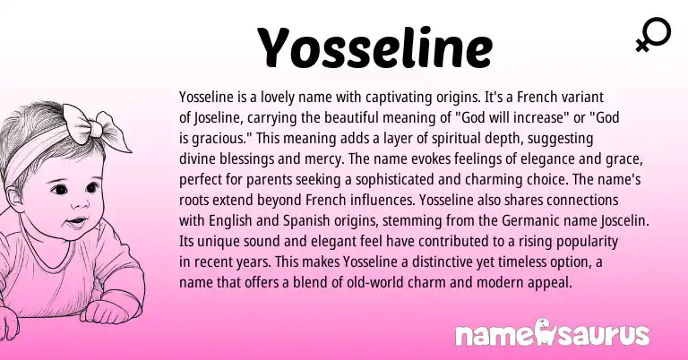 Infographic about Yosseline name meaning, Yosseline is a name from French, Hebrew origin(s).
