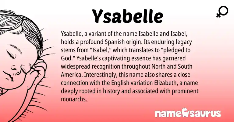 Infographic about Ysabelle name meaning, Ysabelle is a name from Spanish, English origin(s).