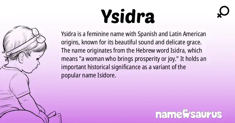 Infographic about Ysidra name meaning, Ysidra is a name from Spanish (Latin American) origin(s).