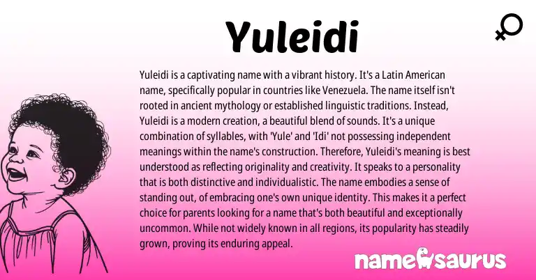 Infographic about Yuleidi name meaning, Yuleidi is a name from Latin origin(s).