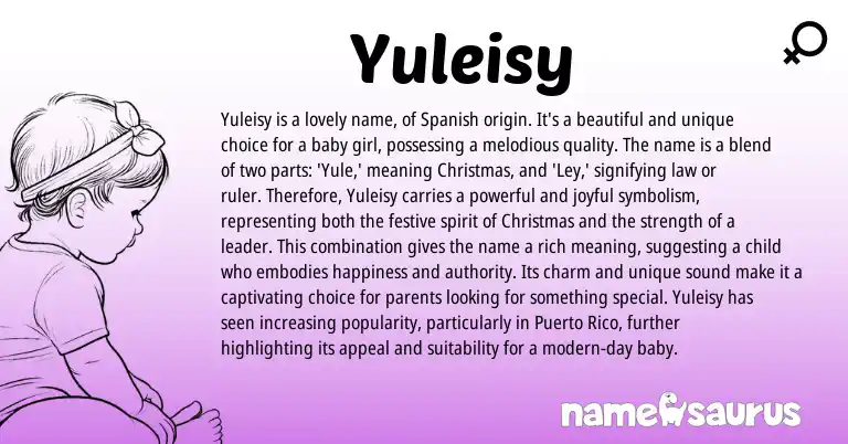 Infographic about Yuleisy name meaning, Yuleisy is a name from Spanish origin(s).