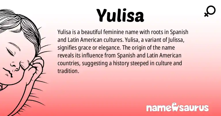 Infographic about Yulisa name meaning, Yulisa is a name from Spanish (Latin American) origin(s).