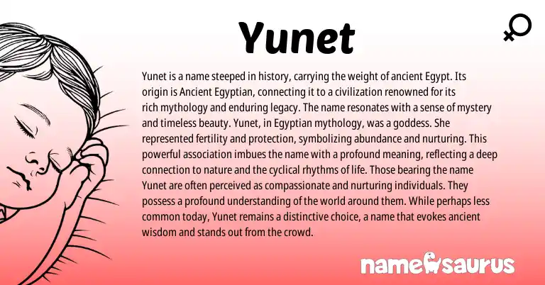Infographic about Yunet name meaning, Yunet is a name from Egyptian origin(s).
