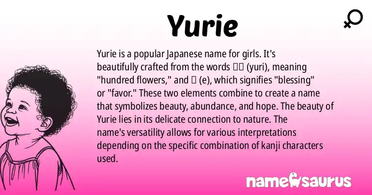 Infographic about Yurie name meaning, Yurie is a name from Japanese origin(s).