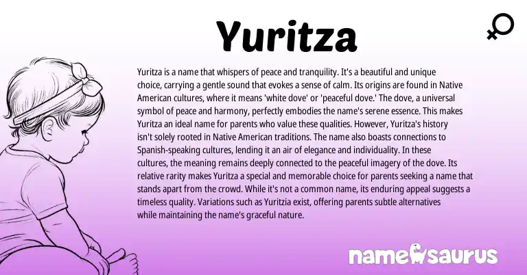 Infographic about Yuritza name meaning, Yuritza is a name from American origin(s).