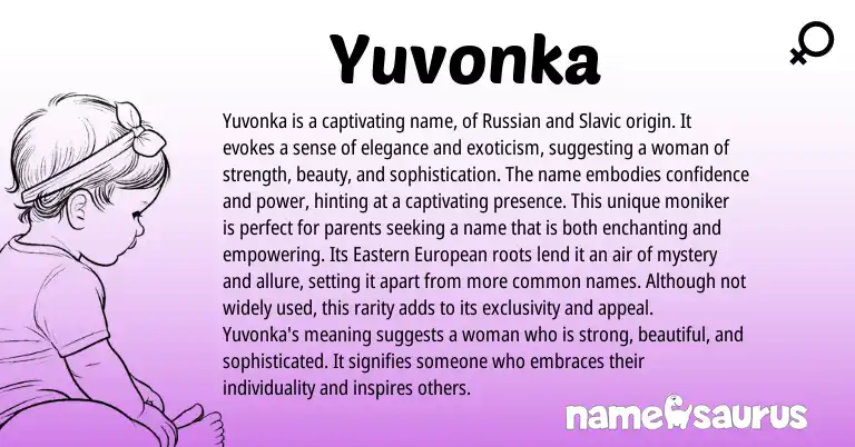 Infographic about Yuvonka name meaning, Yuvonka is a name from Russian, Slavic origin(s).