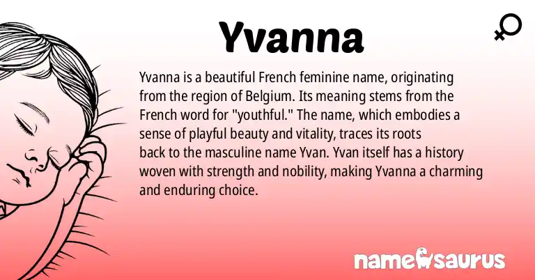 Infographic about Yvanna name meaning, Yvanna is a name from French, French (Belgian) origin(s).