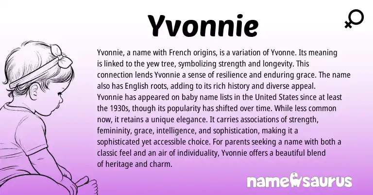 Infographic about Yvonnie name meaning, Yvonnie is a name from French origin(s).