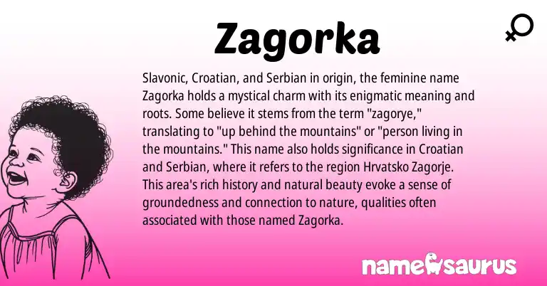 Infographic about Zagorka name meaning, Zagorka is a name from Croatian, Serbian origin(s).