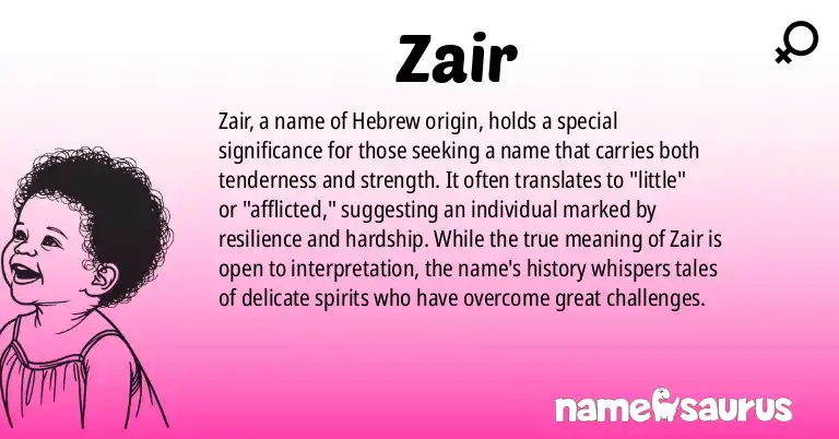 Infographic about Zair name meaning, Zair is a name from Hebrew origin(s).