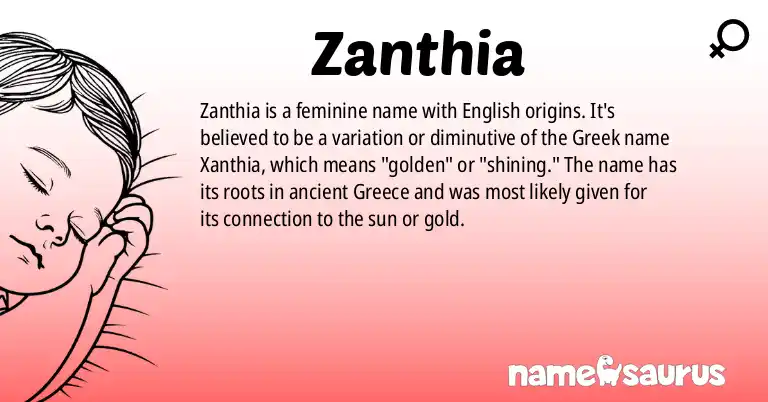 Infographic about Zanthia name meaning, Zanthia is a name from English origin(s).