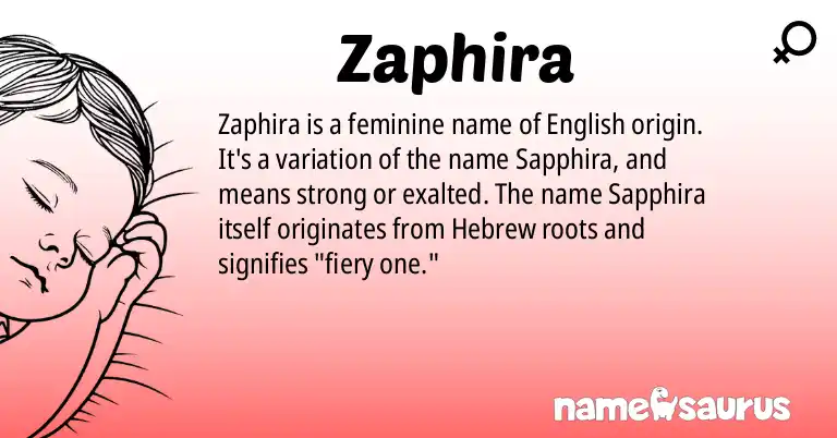 Infographic about Zaphira name meaning, Zaphira is a name from English origin(s).