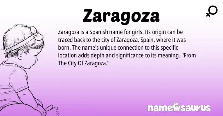 Infographic about Zaragoza name meaning, Zaragoza is a name from Spanish origin(s).