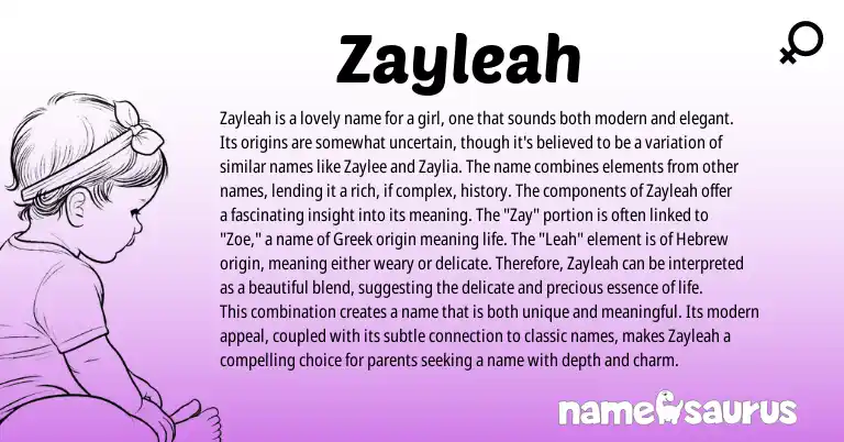 Infographic about Zayleah name meaning, Zayleah is a name from Other origin(s).