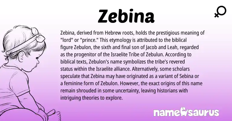 Infographic about Zebina name meaning, Zebina is a name from Hebrew origin(s).