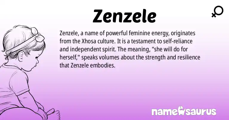 Infographic about Zenzele name meaning, Zenzele is a name from Xhosa origin(s).