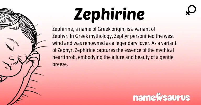 Infographic about Zephirine name meaning, Zephirine is a name from Greek origin(s).