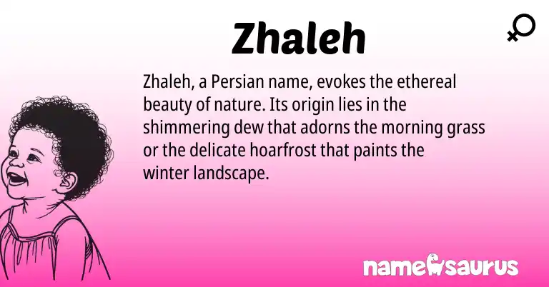 Infographic about Zhaleh name meaning, Zhaleh is a name from Persian origin(s).