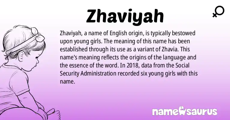 Infographic about Zhaviyah name meaning, Zhaviyah is a name from English origin(s).