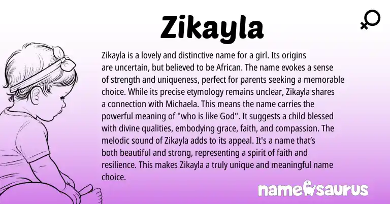 Infographic about Zikayla name meaning, Zikayla is a name from Other origin(s).