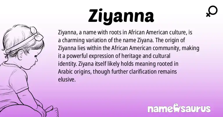 Infographic about Ziyanna name meaning, Ziyanna is a name from African American origin(s).