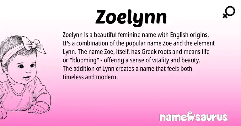 Infographic about Zoelynn name meaning, Zoelynn is a name from English origin(s).