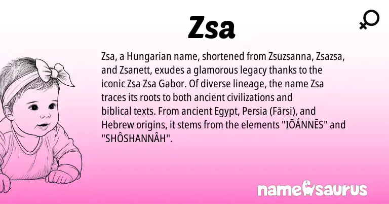 Infographic about Zsa name meaning, Zsa is a name from Hungarian, Hebrew origin(s).