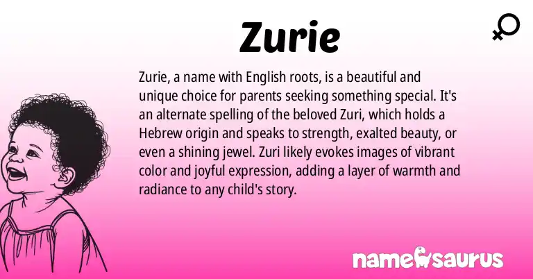 Infographic about Zurie name meaning, Zurie is a name from English origin(s).