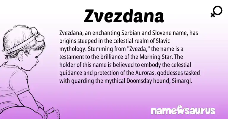 Infographic about Zvezdana name meaning, Zvezdana is a name from Slavic, Serbian, Slovene origin(s).