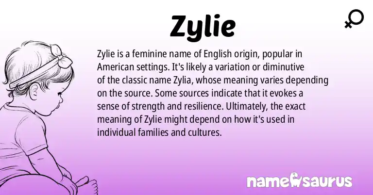 Infographic about Zylie name meaning, Zylie is a name from English (American) origin(s).