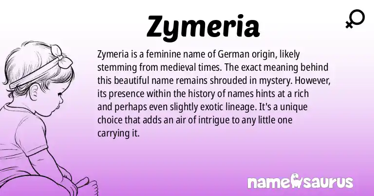 Infographic about Zymeria name meaning, Zymeria is a name from Medieval German origin(s).