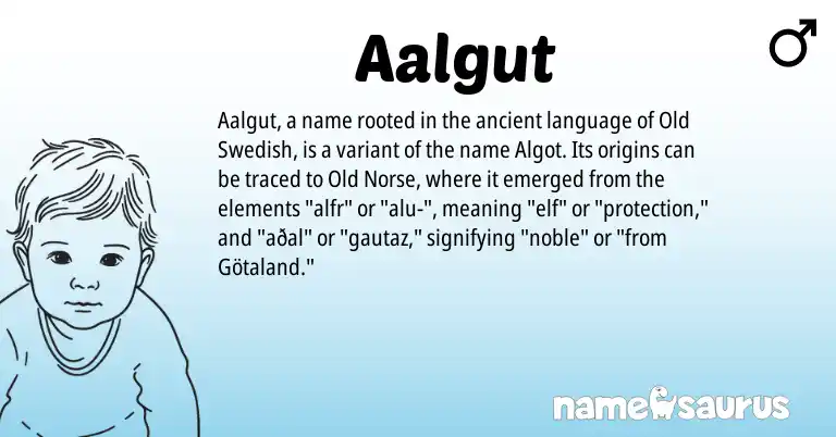 Infographic about Aalgut name meaning, Aalgut is a name from Old Norse, Old Swedish origin(s).