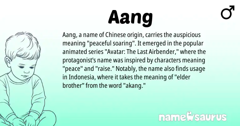 Infographic about Aang name meaning, Aang is a name from Chinese origin(s).