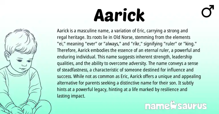 Infographic about Aarick name meaning, Aarick is a name from Hebrew, Norse origin(s).