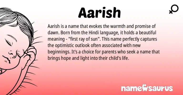 Infographic about Aarish name meaning, Aarish is a name from Hindi origin(s).