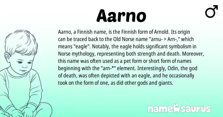 Infographic about Aarno name meaning, Aarno is a name from Old Norse, Finnish, Norse origin(s).