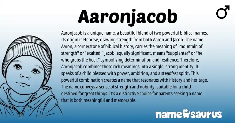 Infographic about Aaronjacob name meaning, Aaronjacob is a name from Hebrew, Biblical origin(s).