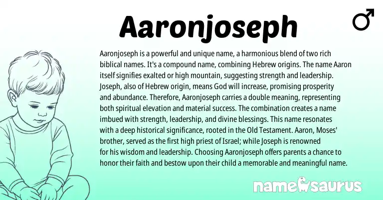 Infographic about Aaronjoseph name meaning, Aaronjoseph is a name from Hebrew origin(s).