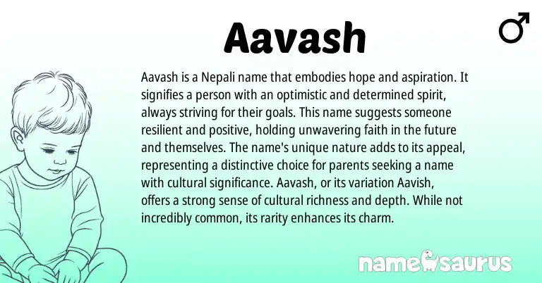 Infographic about Aavash name meaning, Aavash is a name from Nepali origin(s).