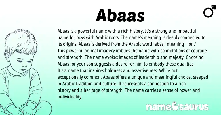 Infographic about Abaas name meaning, Abaas is a name from Arabic origin(s).