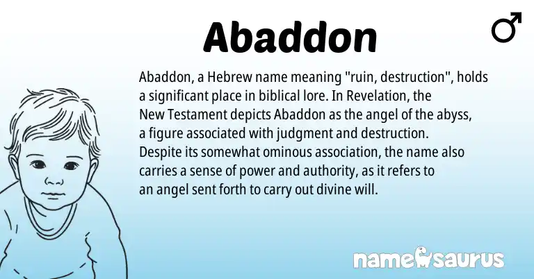Infographic about Abaddon name meaning, Abaddon is a name from Hebrew origin(s).