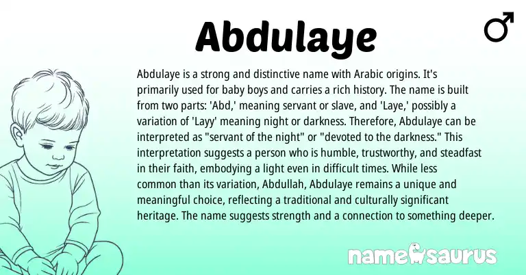 Infographic about Abdulaye name meaning, Abdulaye is a name from Arabic origin(s).